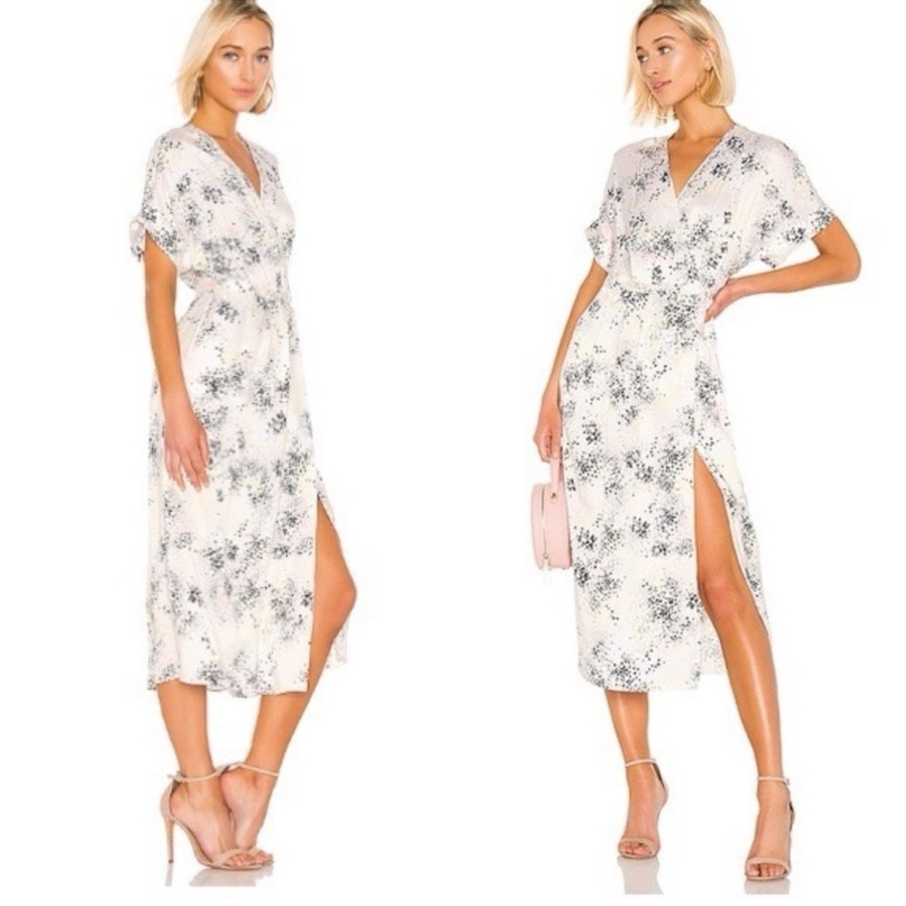 Equipment Floral White Wrap Kimono Dress